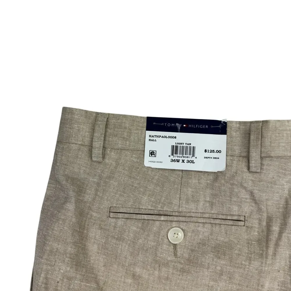 Tommy Hilfiger Mens Hall Modern Fit Linen Blend Suit Pants Tan 36x30
